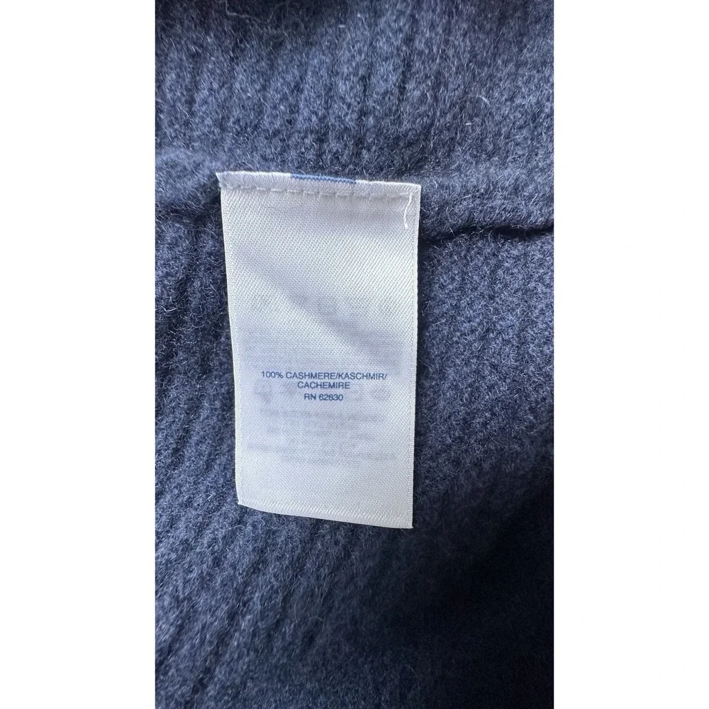 Lands' End Girls 100% Cashmere Cardigan Sweater Size L 14-16 Navy Blue